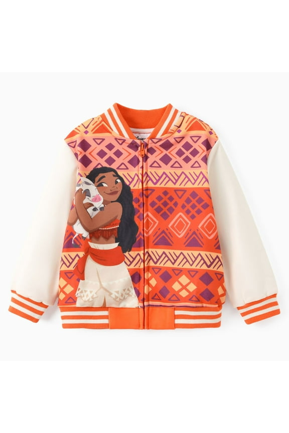 Princess Girls Bomber Jacket Moana Zip Up Varsity Lightweight Sweatshirts Gift Fall Spring Toddler Kids 3T