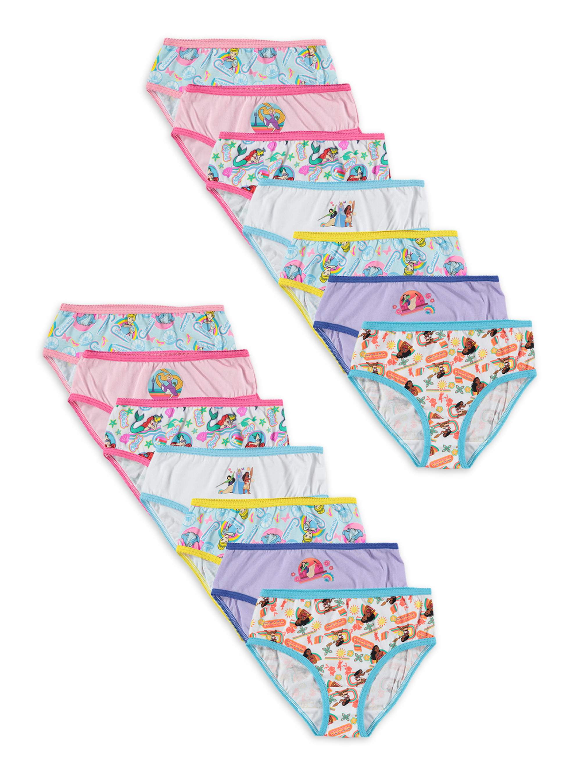 Disney Princess Girls Brief Underwear 14-Pack, Sizes 4-8 