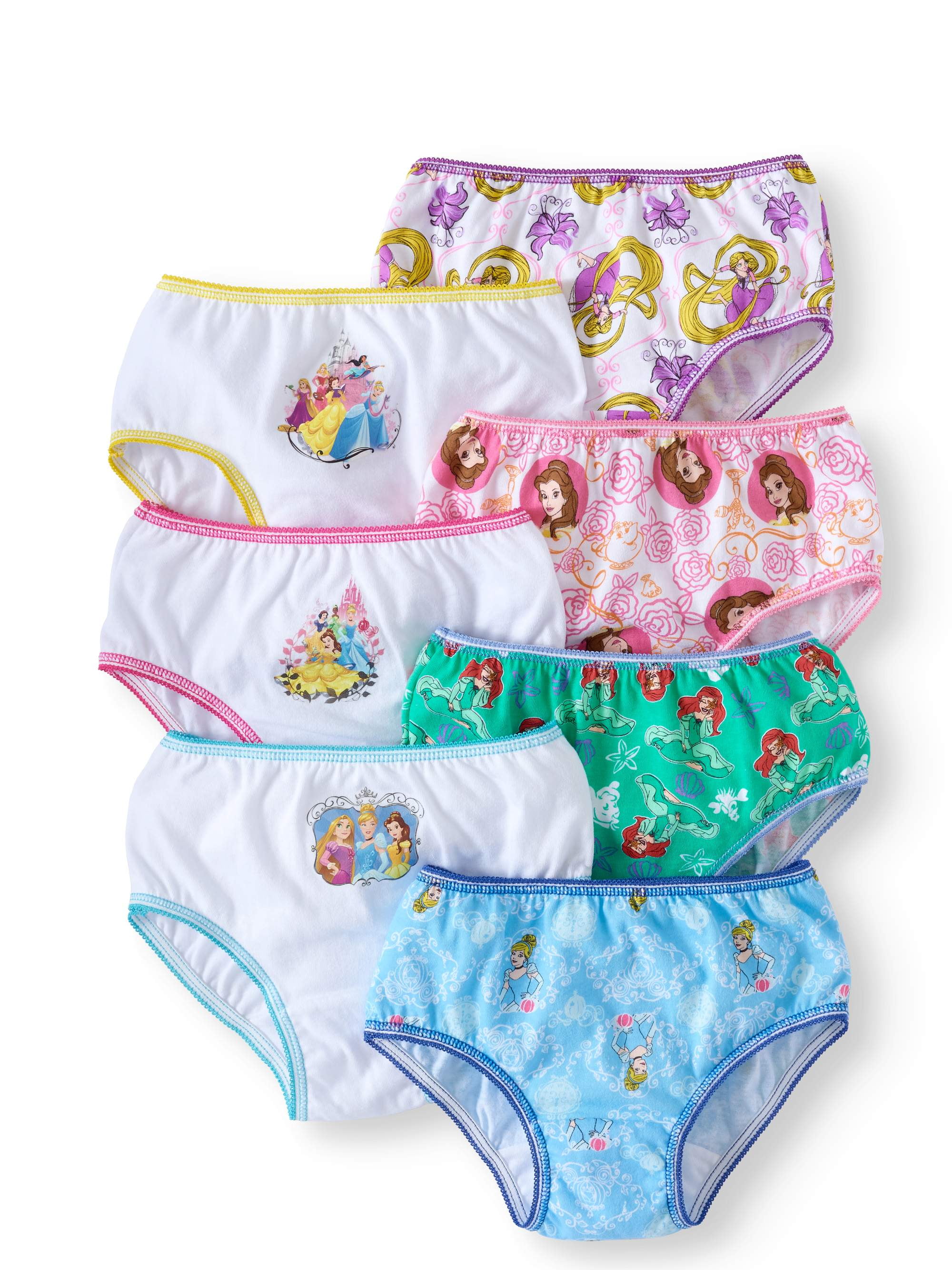 Disney Princess Girls Brief Underwear 7-Pack, Sizes 4-8 