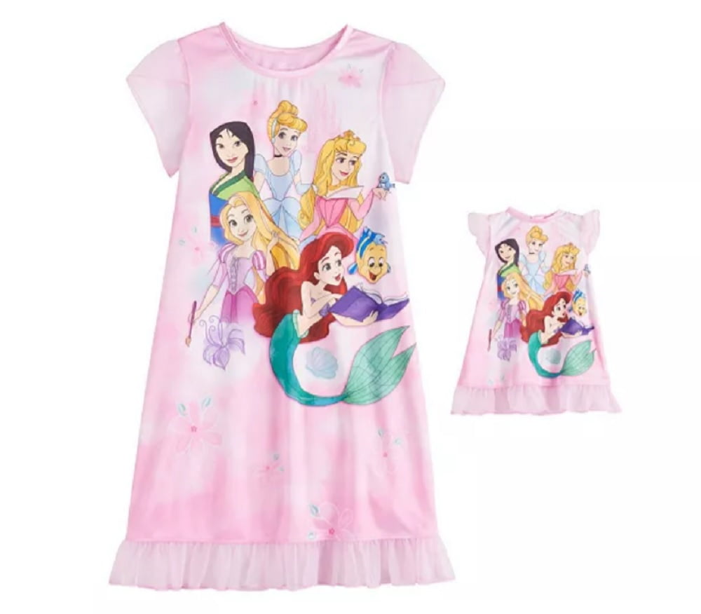 Disney Princess Girls Dorm Nightgown & Matching Doll Gown - Size 6 ...