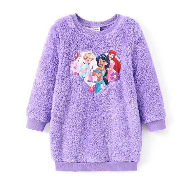 Disney Princess Girls Dresses Fleece Graphic Sweatshirts Cinderella Jasmine Ariel Outfits Dress Sizes 2-6