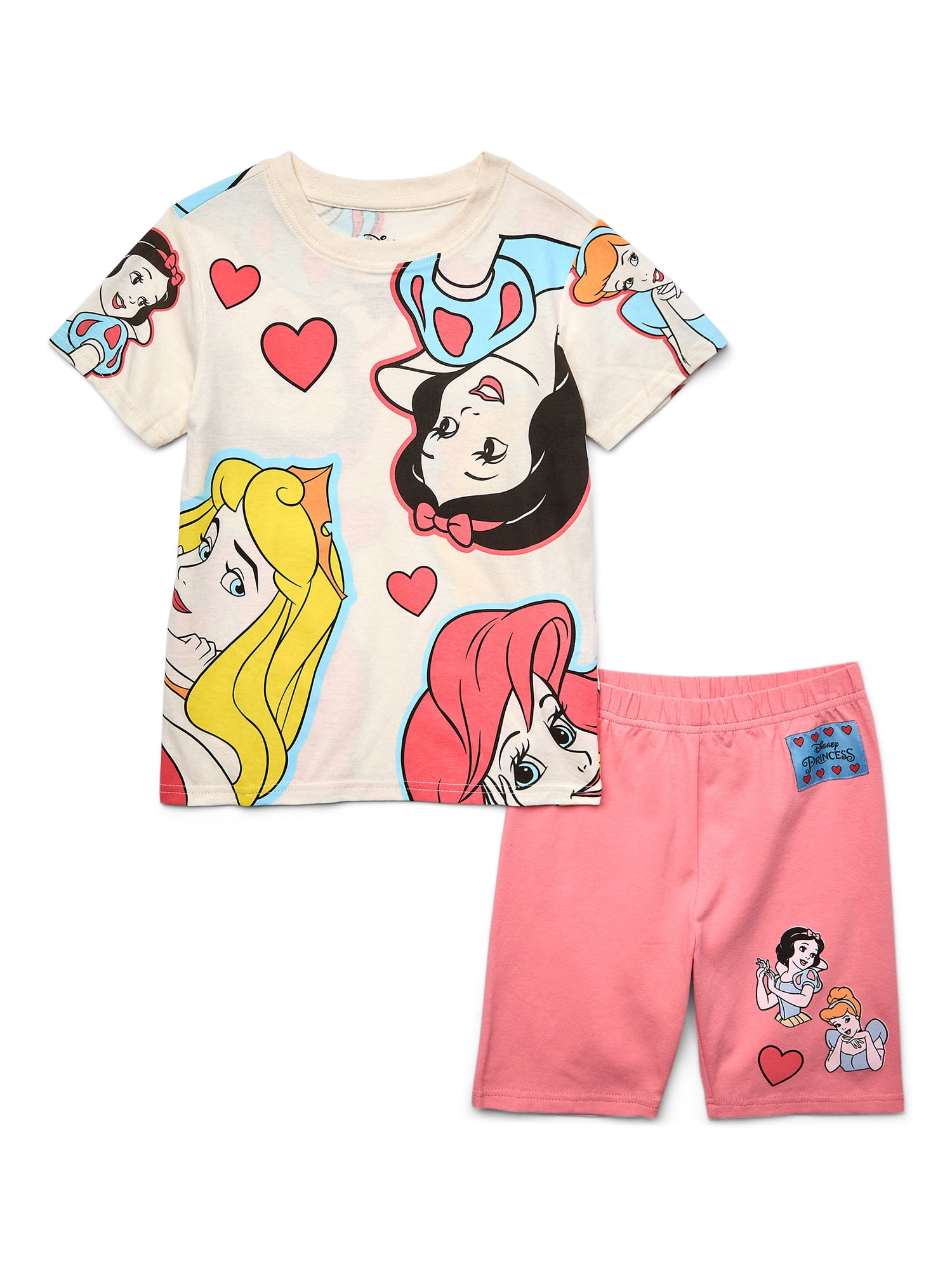 Disney Princess Girls Graphic T-Shirt and Bike Shorts Set, 2-Piece, Sizes 4-16