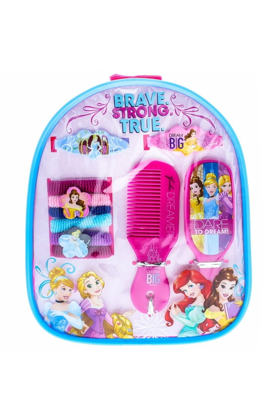 Disney Princess Girls Hair Accessories Backpack with Comb Mirror Hair Ponies