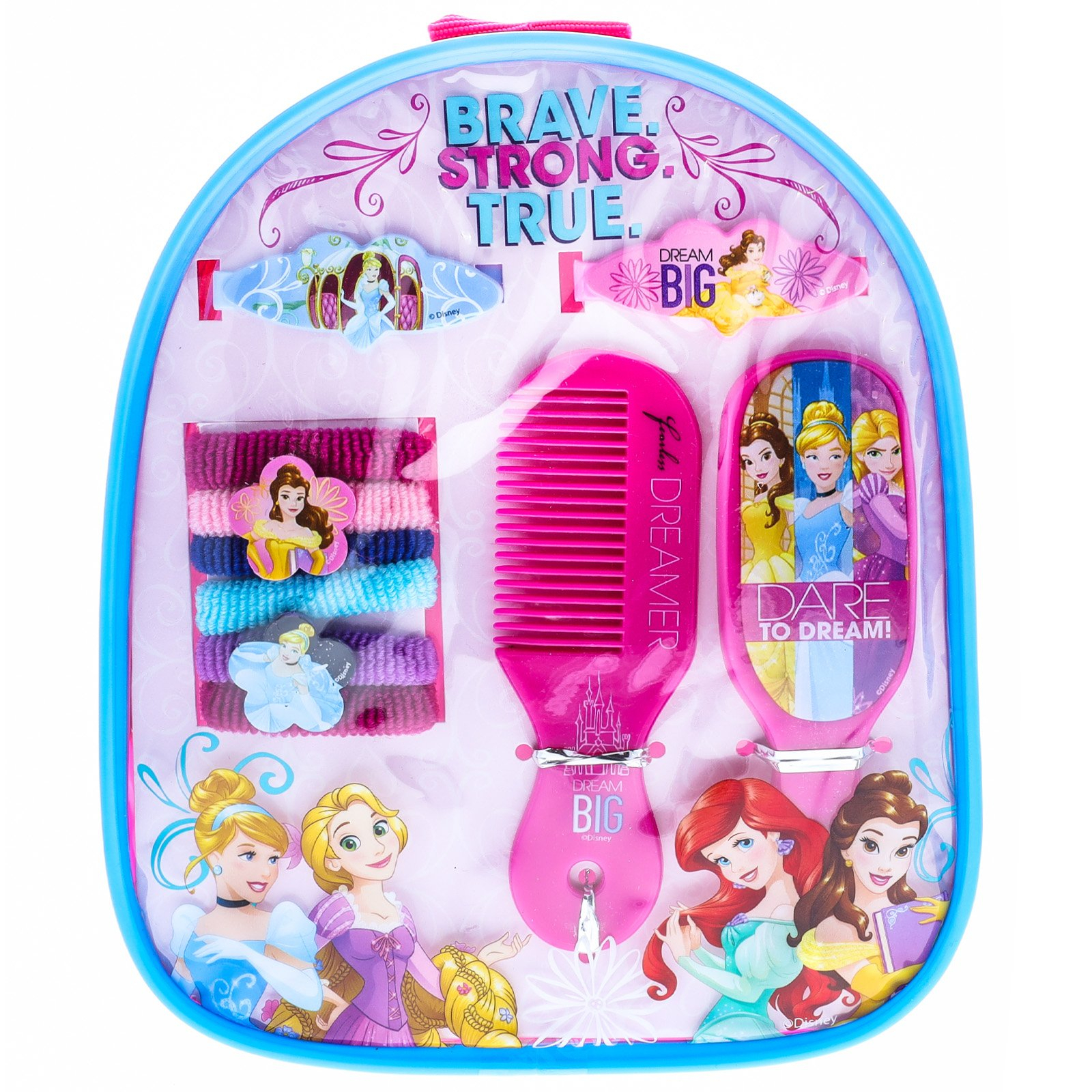 Disney Princess Girls Hair Accessories Backpack with Comb Mirror Hair Ponies - image 1 of 9