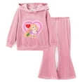 thumbnail image 1 of Disney Princess Girls Hoodie Rapunzel Graphic Love Sweatshirt and Flared Pants Pink Velvet 2 Pieces Sets Toddler 3-4T, 1 of 10