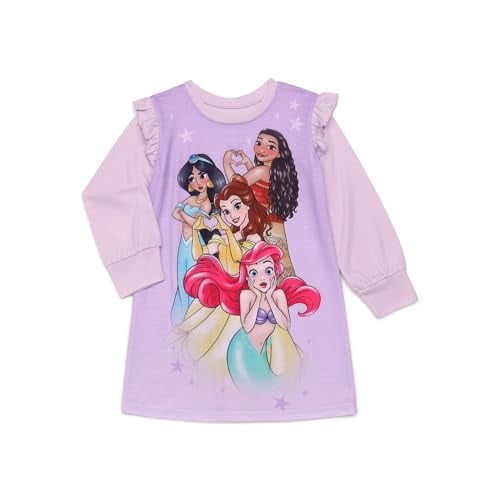 Disney Princess Girls Long Sleeve Nightgown, Purple, Medium (7/8)