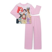 Disney Princess Girls Long Sleeve Top and Pants Pajama Set, 2-Piece, Sizes 4-12