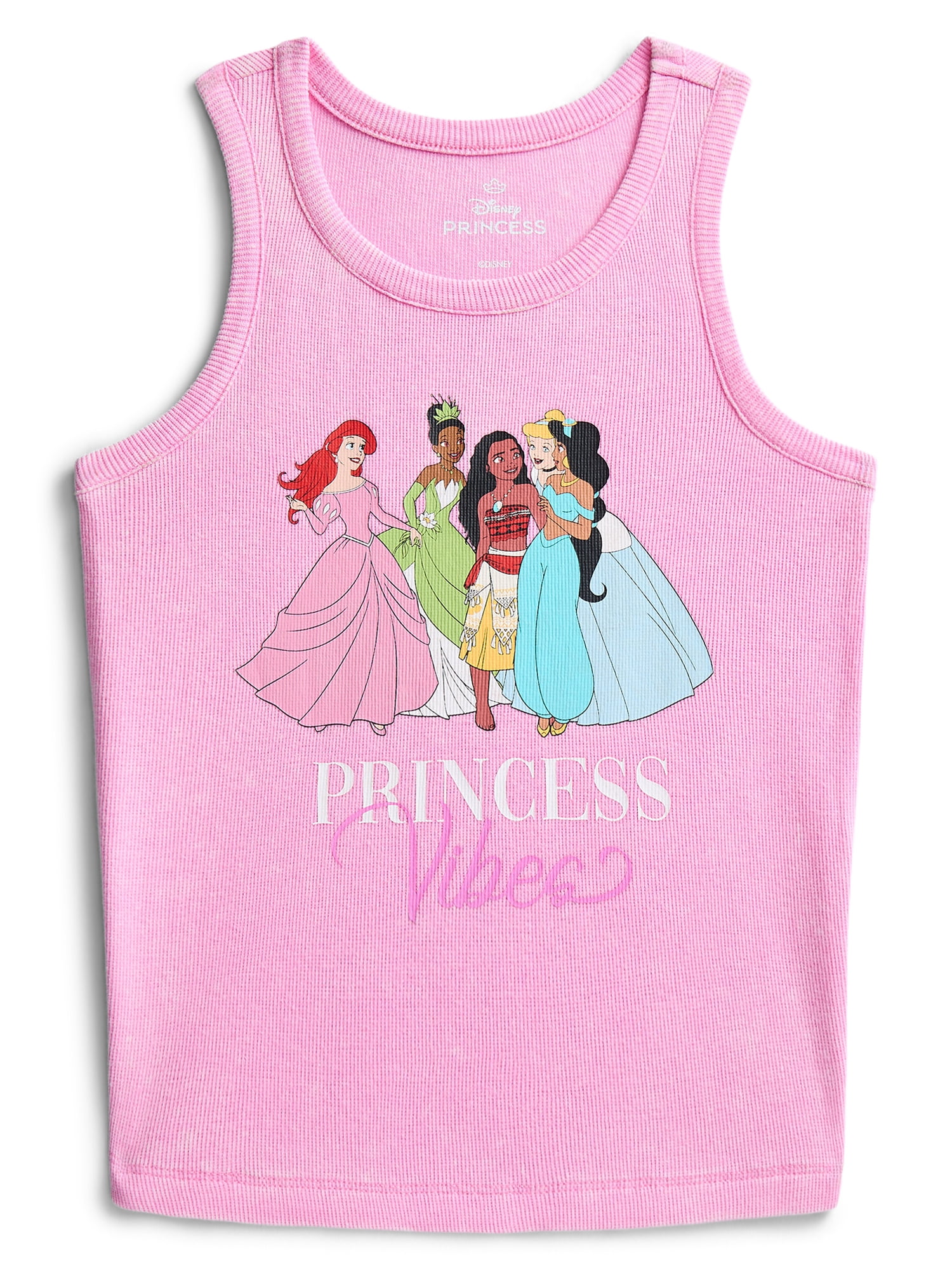 Disney Princess Girls Princess Vibes Mineral Wash Graphic Tank Top, Sizes 4-16