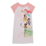 Disney Princess Girls Pajama Nightgown with Short Sleeves, Sizes 4-12