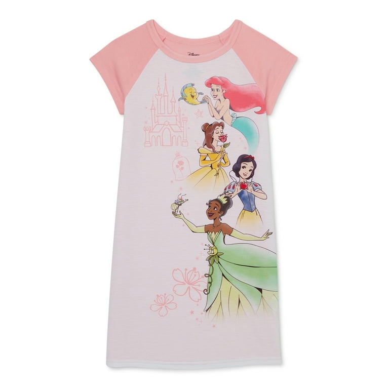 Disney Princess Girls Pajama Nightgown with Short Sleeves Sizes 4 12
