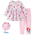 thumbnail image 1 of Disney Princess Girls Pink Outfits Set Ariel Graphic Dress Top with Pocket and Stripe Legging Pant Set Toddler 3-4T, 1 of 8