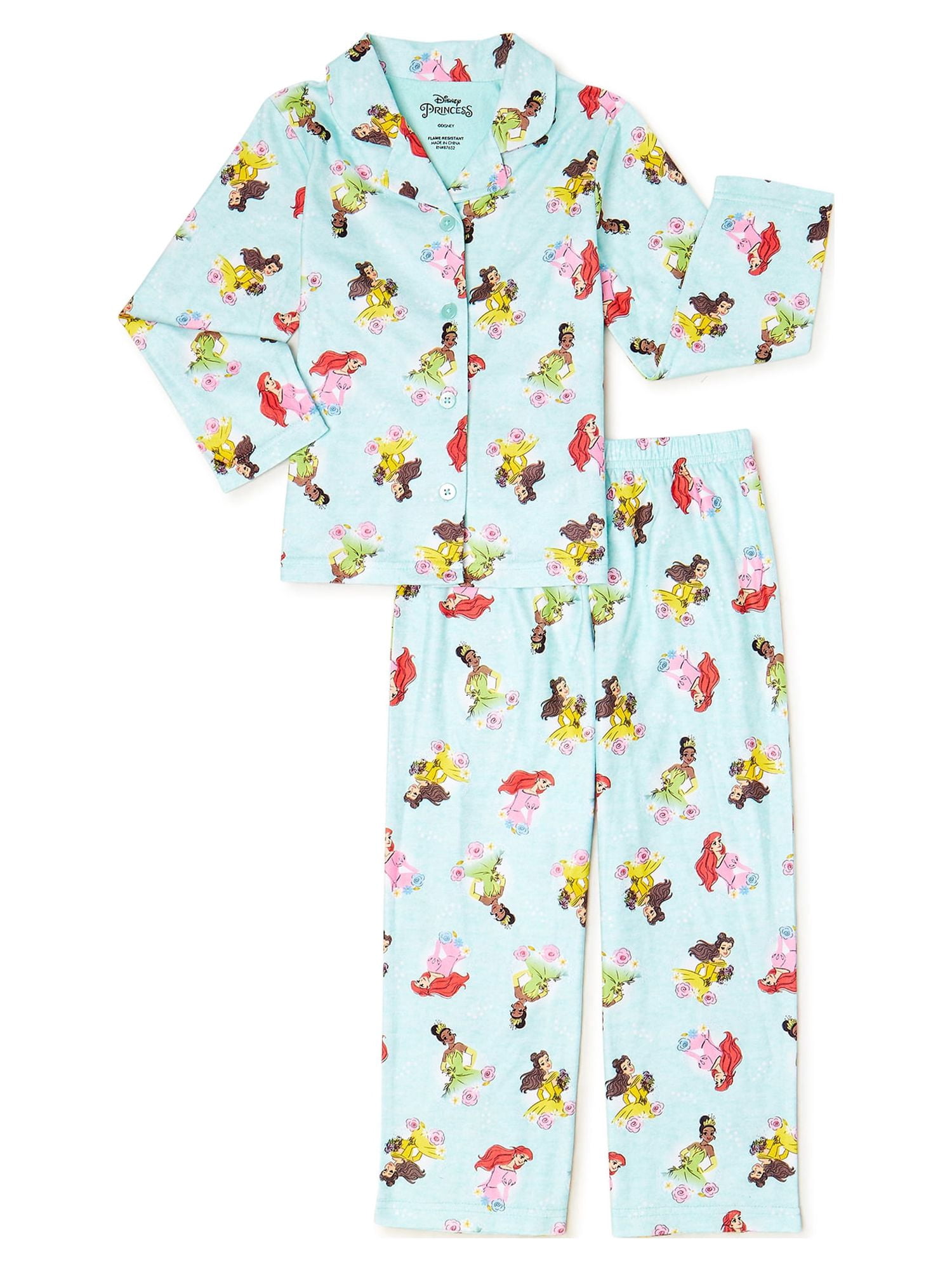 Disney Princess Girls Printed Pajama Set, 2-Piece, Sizes 4-10