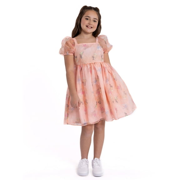 Disney Princess Girls Printed Puff Sleeve Dress, Sizes 4-16