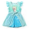 thumbnail image 1 of Disney Princess Girls Romper Frozen Elsa Graphic Jumpsuit with Tulle Skirt Dresses Ruffled Sleeve Summer Outfits Sizes 2-6T, 1 of 13