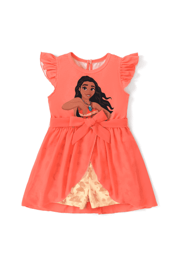 open lace back dress Orange Ombre High Low Gown with Moana Character 0-6M