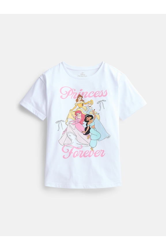 Disney Princess Girls' Graphic Tee with Short Sleeves, Sizes 4-16