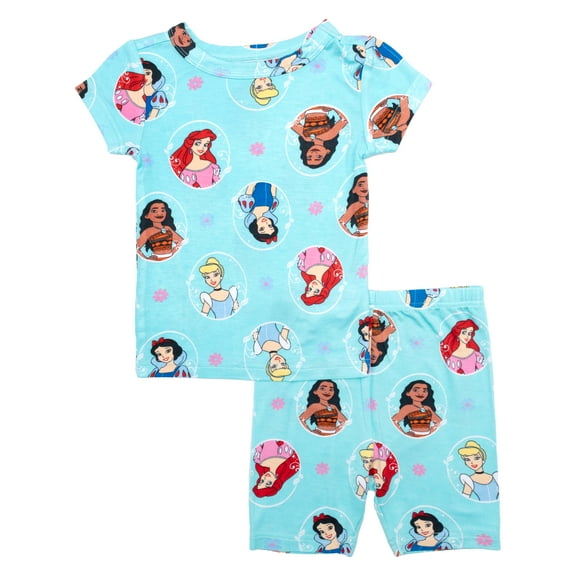 Disney Princess Girls Short Sleeve and Short Pajama Set, Sizes 4-10
