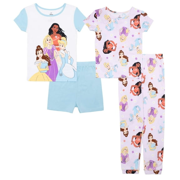 Disney Princess Girls Short Sleeve and Pant Pajama Set, Sizes 4-10