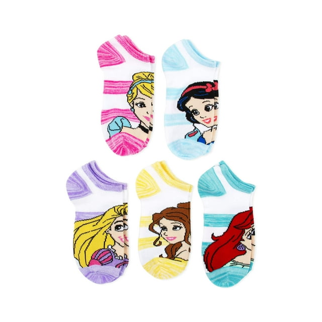 Disney Princess Girls Socks, 5 Pack No Show Socks (Little Girls & Big Girls)