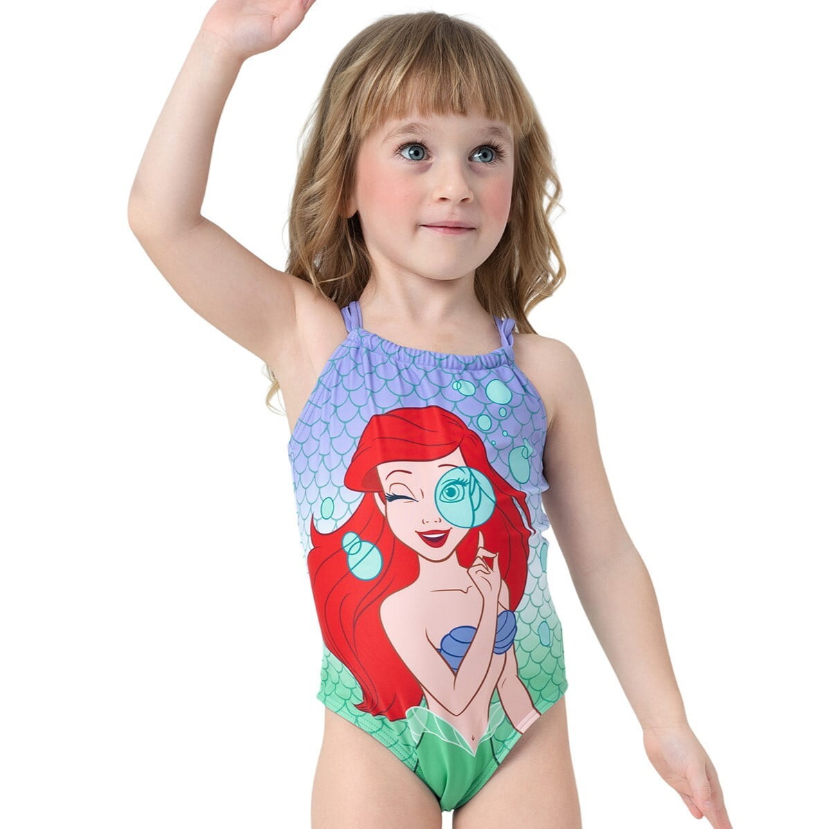 Disney Princess Girls Swimsuit Ariel Mermaid Graphic One Piece Bathing  Suits Kids 5-6T
