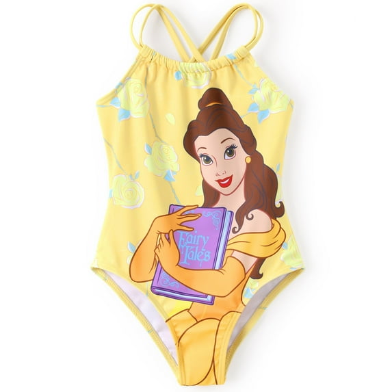 Disney Princess Girls Swimsuit Belle Graphic One Piece Bathing Suits Toddler 3-4T