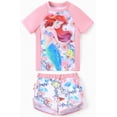 thumbnail image 1 of Disney Princess Girls Swimsuits Sets Ariel Graphic Swim T-shirt and Shorts Tankini Rash Guard Bathing Suits Sizes 2-9, 1 of 13