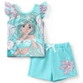 thumbnail image 1 of Disney Princess Girls T Shirt and Shorts Jasmine Character Ruffled 2 Pieces Outfits Set Size 2-6, 1 of 7