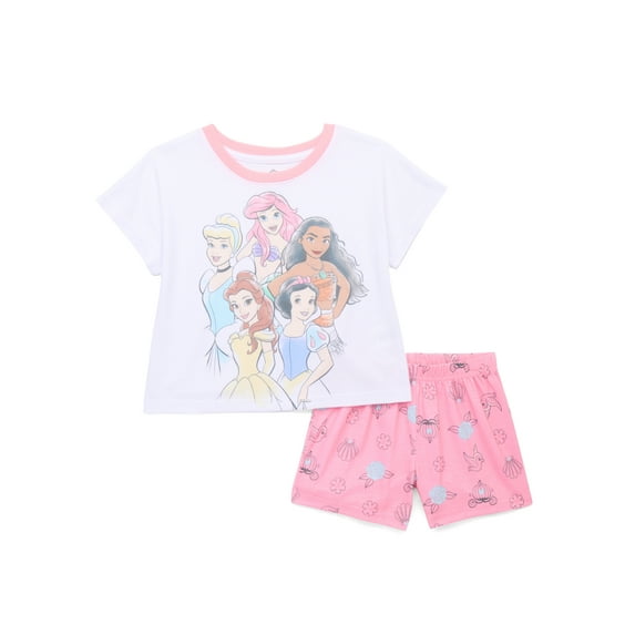 Disney Princess Girls Top and Shorts Pajama Set, 2-Piece, Sizes 4-12