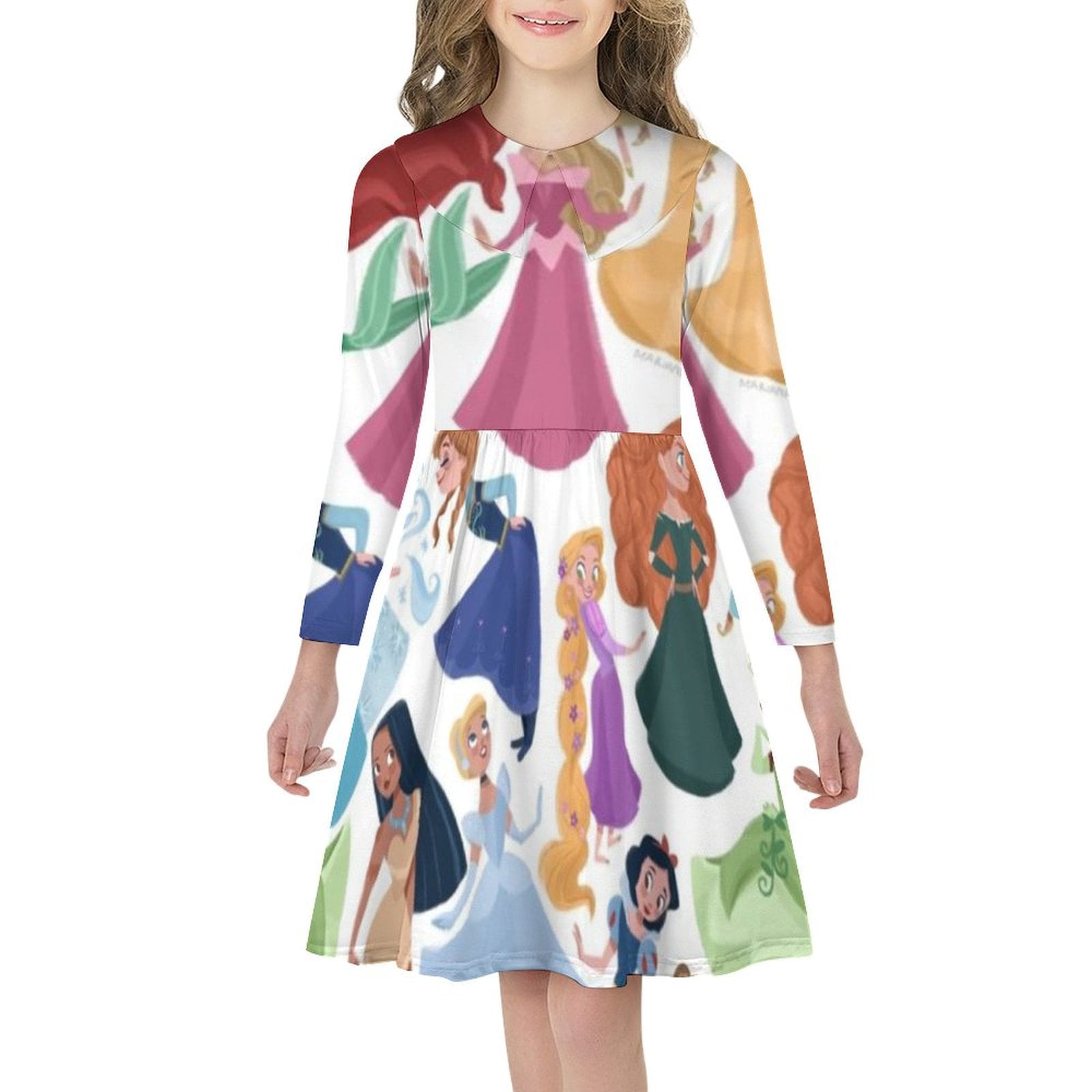 Disney Princess Girls long sleeve cartoon autumn and winter dress 150CM ...