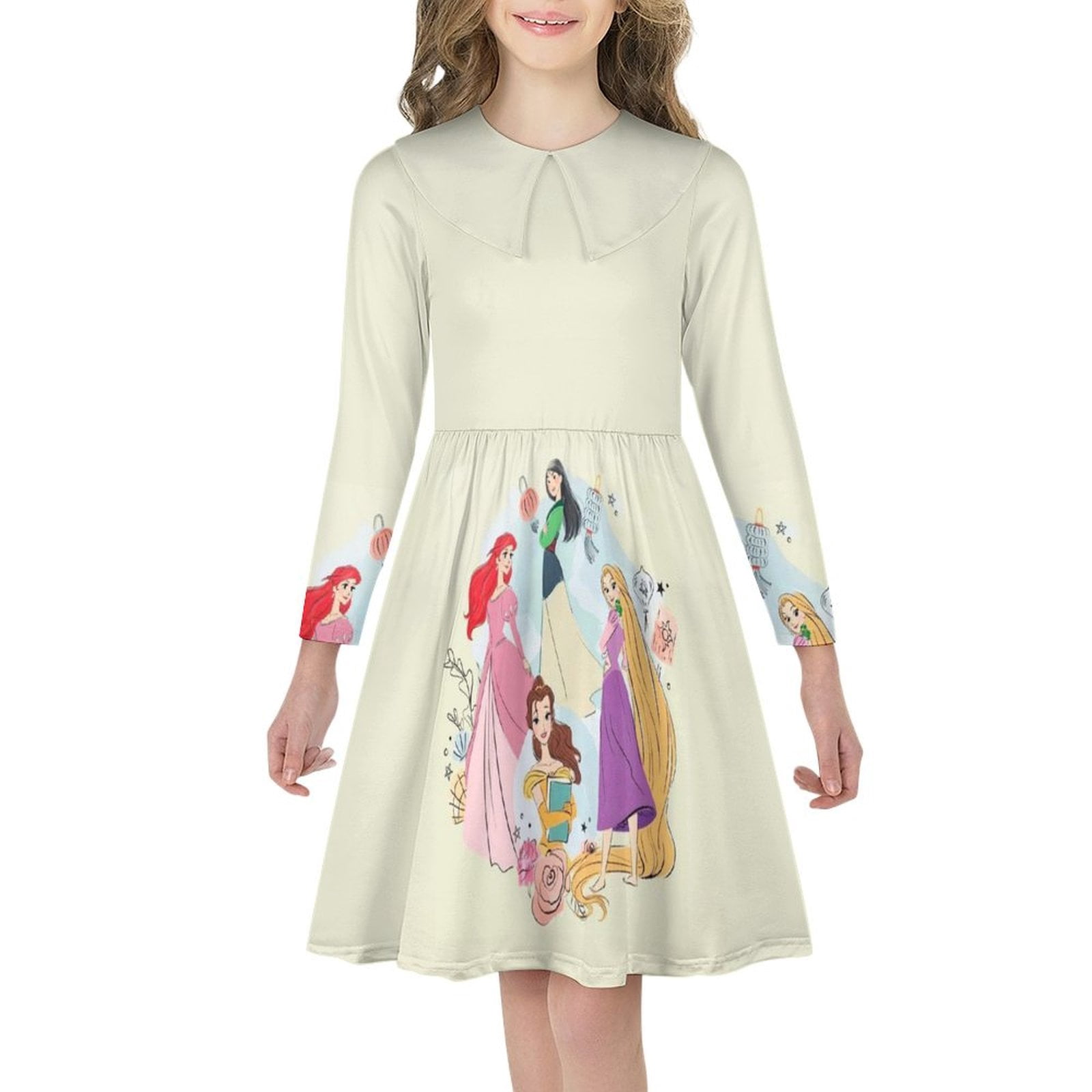 Disney Princess Girls long sleeve cartoon autumn and winter dress 160CM ...