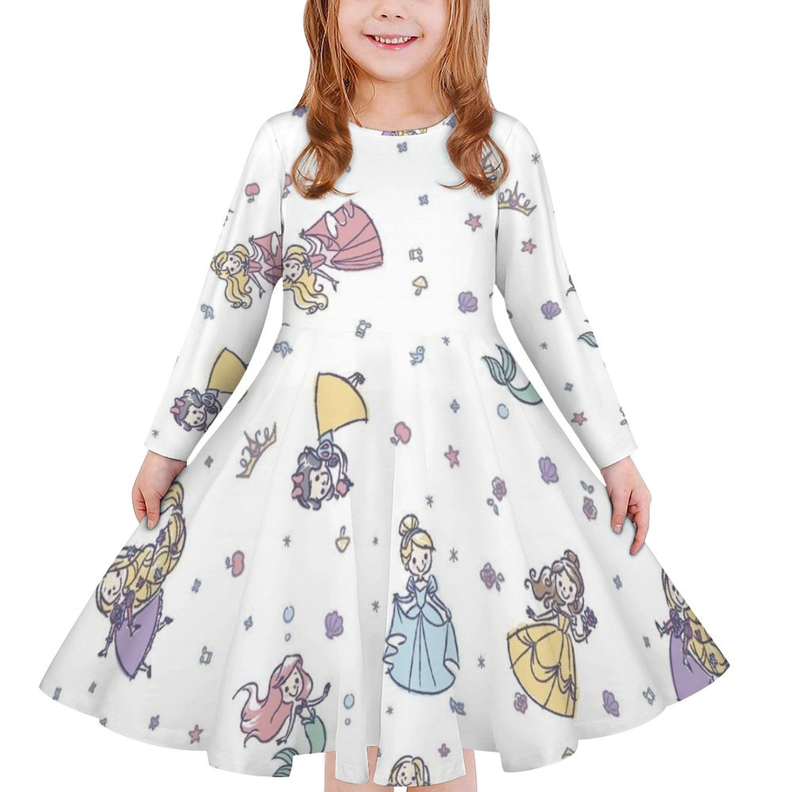 Disney Princess Girls long sleeve cartoon autumn and winter dress L ...