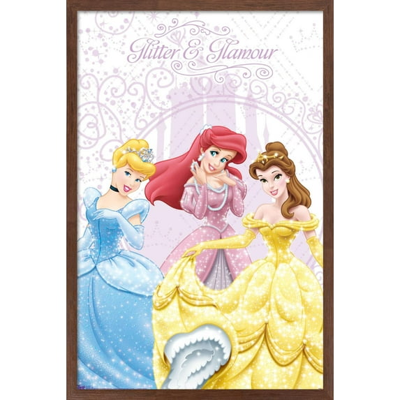Disney Princess - Glitter and Glamour Wall Poster, 14.725" x 22.375", Framed