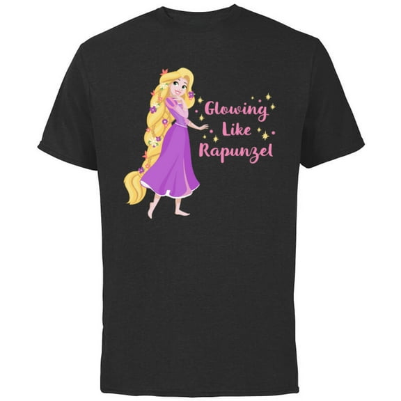 Disney Princess Glowing Like Rapunzel - Short Sleeve Cotton T-Shirt for Adults - Customized-Black