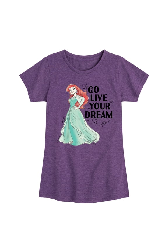 - Go Live Your Dream Ariel - Toddler & Youth Girls Short Sleeve Graphic T-Shirt