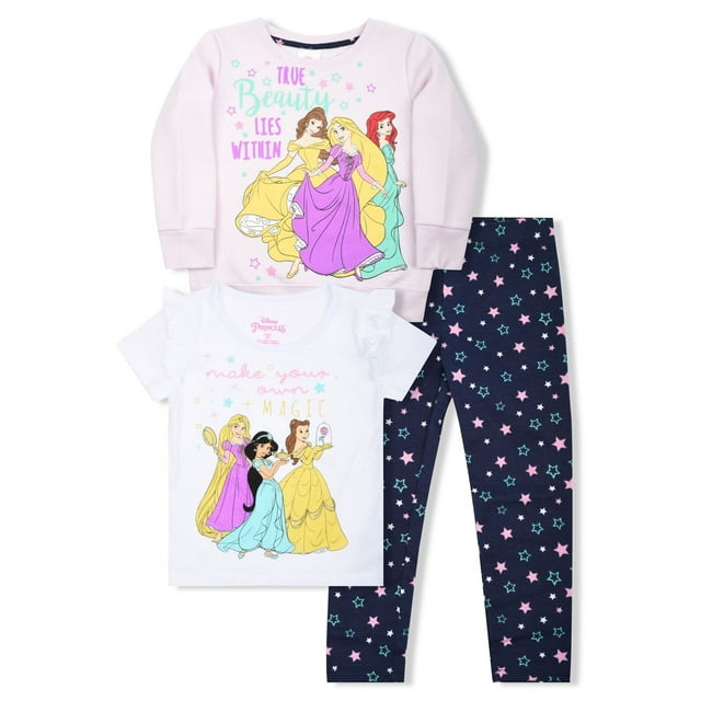 Disney Princess Graphic Sweatshirt, T-Shirts, And Legging, 3-Piece ...