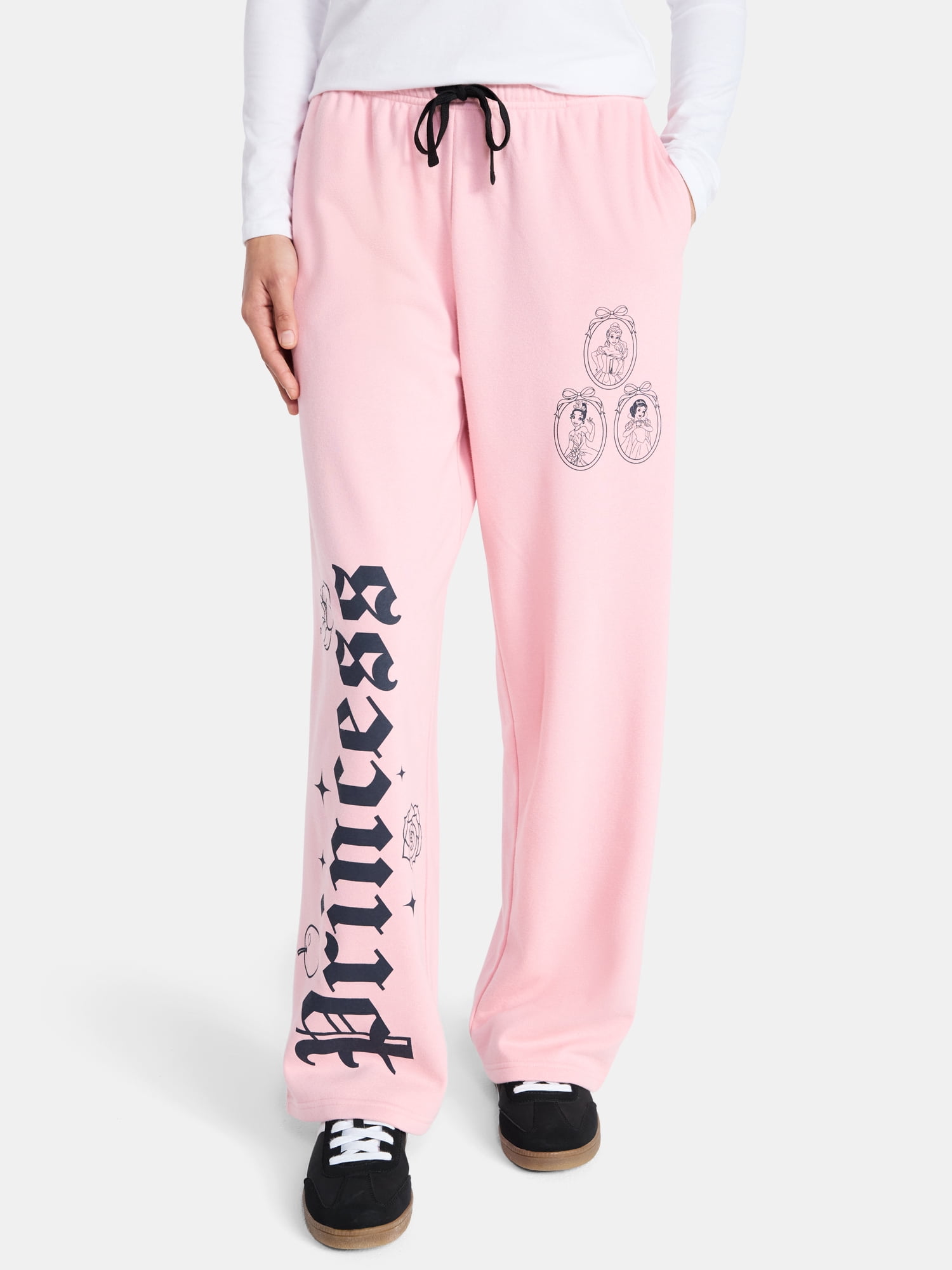 Disney Princess Women’s Graphic Wide Leg Fleece Pants, Sizes XXS-XL ...