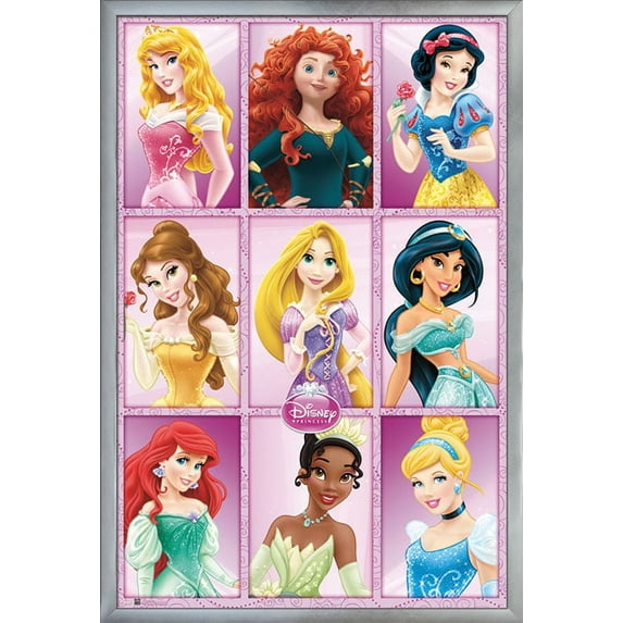 Disney Princess - Grid Wall Poster, 22.375" x 34", Framed