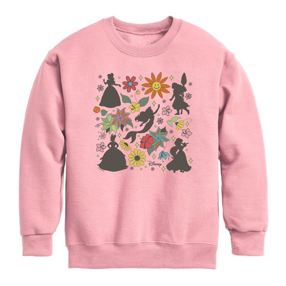 Disney - Princess Group Flowers Boys' Graphic Long Sleeve Fleece Sweatshirt