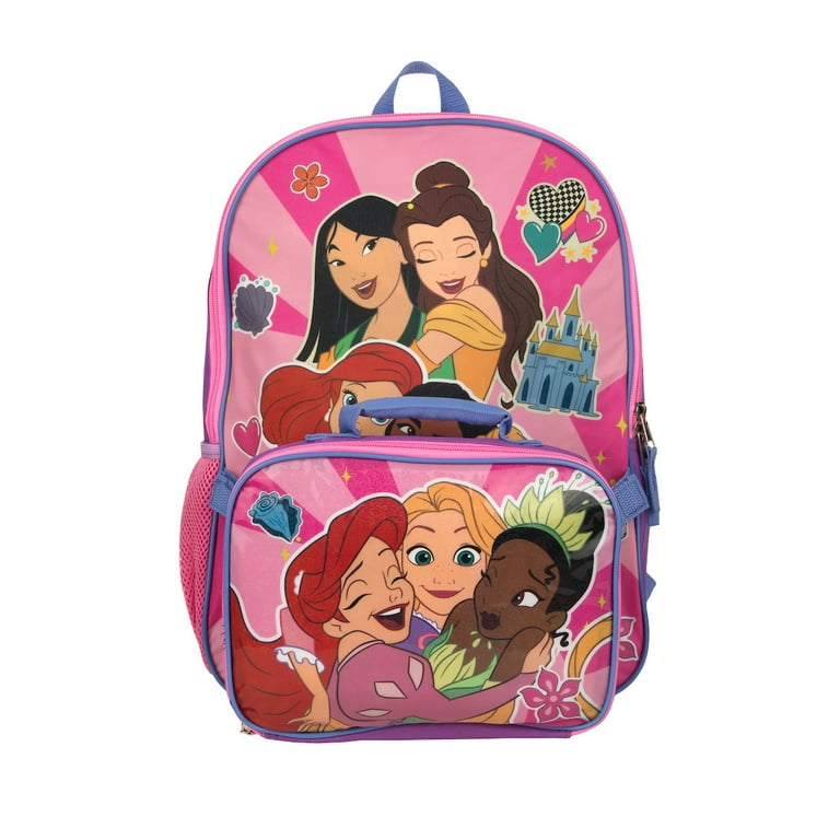 Disney Princess Group Hug Youth Girl s 2 Piece 16 Backpack Lunch Kit Combo Set