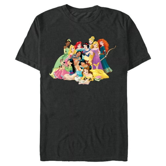 Disney Princess Group Photo - Short Sleeve Blended T-Shirt for Adults- Customized-Dark Heather