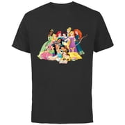 Disney Princess Group Photo - Short Sleeve Cotton T-Shirt for Adults- Customized-Black