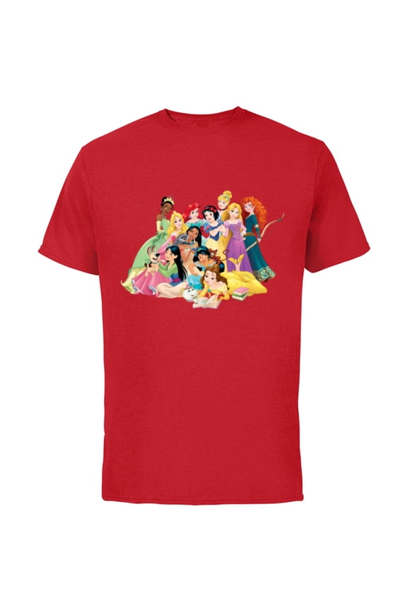 Princess Group Photo - Short Sleeve Cotton T-Shirt for Adults- Customized-Red