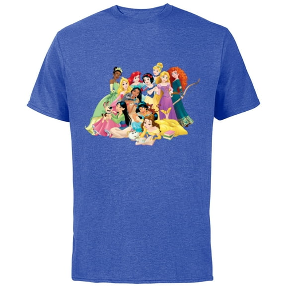Disney Princess Group Photo - Short Sleeve Cotton T-Shirt for Adults- Customized-Royal Heather