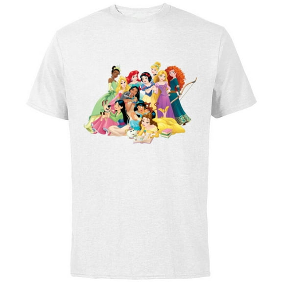 Disney Princess Group Photo - Short Sleeve Cotton T-Shirt for Adults- Customized-White
