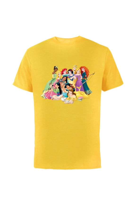 Princess Group Photo - Short Sleeve Cotton T-Shirt for Adults- Customized-Yellow