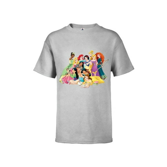Disney Princess Group Photo - Short Sleeve T-Shirt for Kids- Customized-Athletic Heather