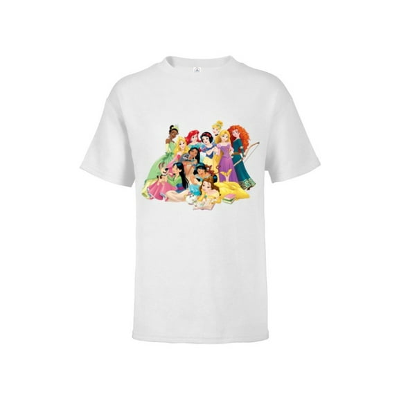 Disney Princess Group Photo - Short Sleeve T-Shirt for Kids- Customized-White