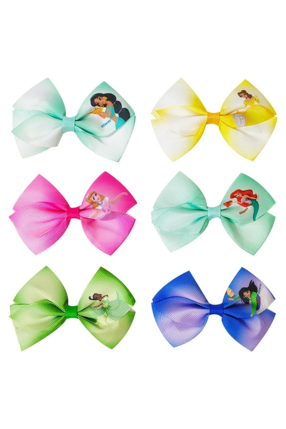 Princess Hair Bows, 6 Pack