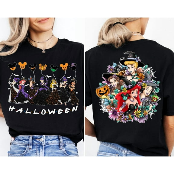 Disney Princess Halloween Shirt, Disneyland Princess T-Shirt, Trick or Treat , Spooky Princess Tee, Disney Halloween Trip ,Black Color,Size L