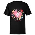 thumbnail image 1 of Disney Princess Heart 4 Years Old Happy Fourth Birthday - Short Sleeve T-Shirt for Kids - Customized-Black, 1 of 5